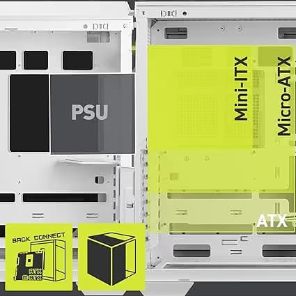 MSI MAG PANO 100L PZ ATX Mid Tower White Tempered Glass Side Panel image