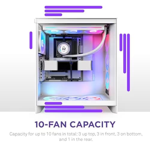 NZXT H7 Flow RGB (2024) ATX Mid Tower White Tempered Glass image
