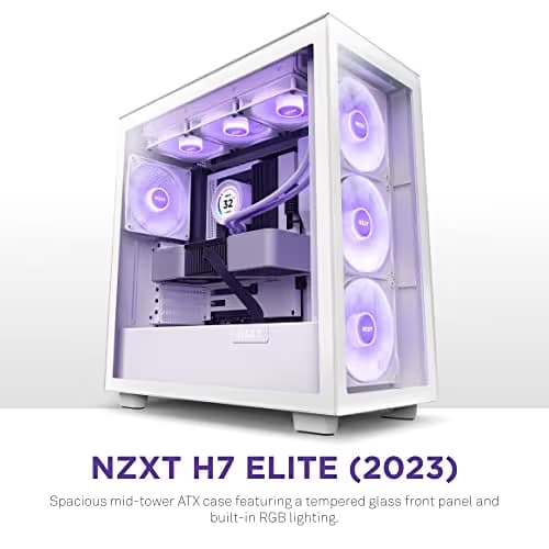 NZXT H7 Elite (2023) ATX Mid Tower White with Tempered Glass Side Panel image