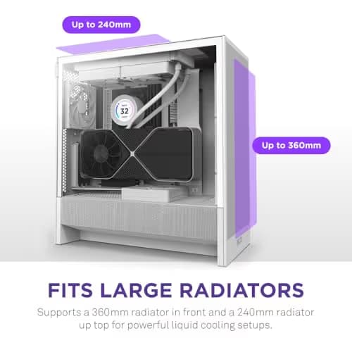 NZXT H5 Flow (2024) ATX Mid Tower White with Tempered Glass Side Panel and USB 3.2 Gen 2x2 Type-C USB 3.2 Gen 1 Type-A image
