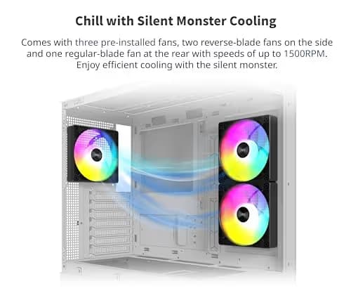 MONTECH XR Panoramic High Airflow ATX PC Case, 3 ARGB PWM Fans, Black image