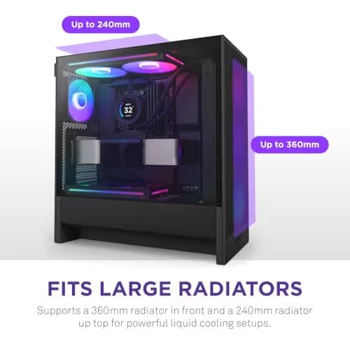 NZXT H5 Flow RGB (2024) ATX Mid Tower Black Tempered Glass Side Panel image