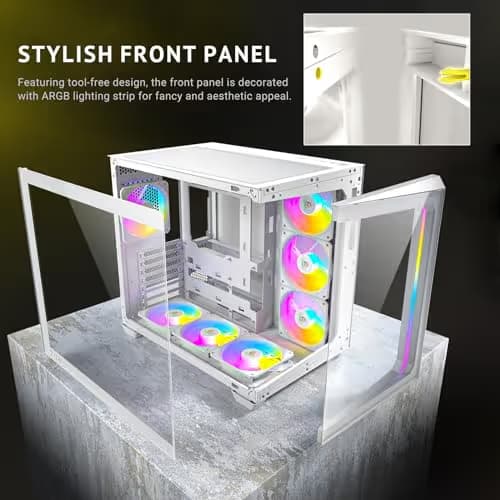 Antec C5 ARGB ATX Mid Tower White Tempered Glass Side Panel image