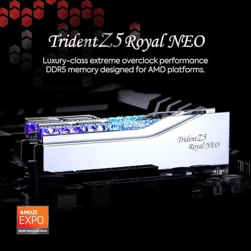 G.Skill Trident Z5 Royal Neo RGB Silver 32GB (2x16GB) DDR5 6000 CL28 Silver (Mirror Finish) image