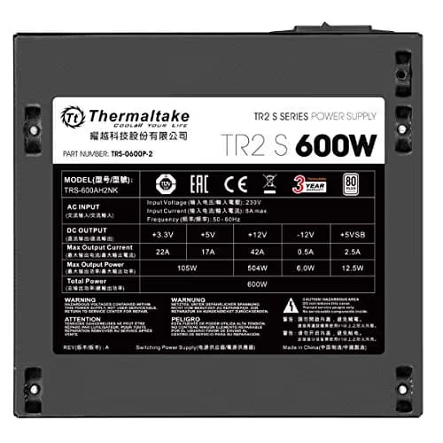 Thermaltake TR2 S Black 600W Non-Modular 80+ Certified image