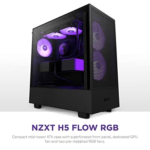 NZXT H5 Flow RGB (2023) ATX Mid Tower Black Tempered Glass image