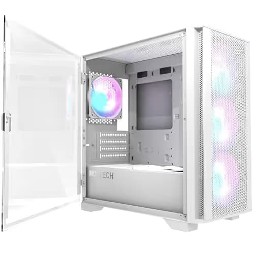 Montech AIR 100 ARGB Micro ATX Mid Tower White Tempered Glass Side Panel main image