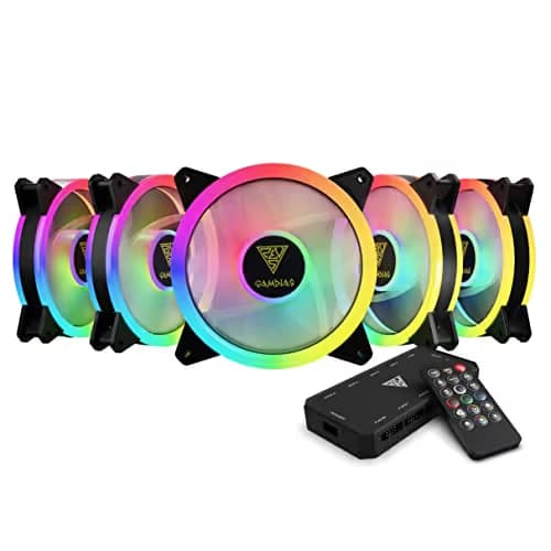GAMDIAS AEOLUS M2 120mm Black PWM Addressable RGB 56 CFM 5-Pack image