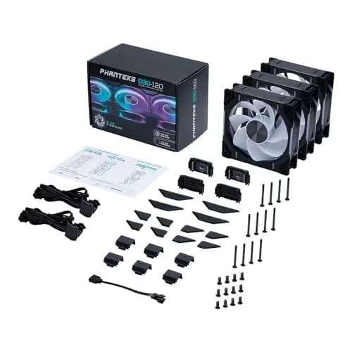 Phanteks D30-120 120mm Black Reversed 61.5 CFM PWM Addressable RGB 3-Pack image
