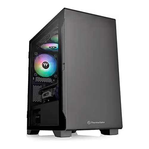 Thermaltake S100 Micro ATX Mini Tower Black with Tempered Glass Side Panel and USB 3.2 Gen 1 Type-A and USB 2.0 Type-A Front Panel image