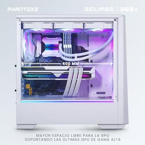 Phanteks Eclipse G360A ATX Mid Tower White Tempered Glass Side Panel image