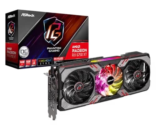 ASRock Phantom Gaming D OC Radeon RX 6750 XT 12GB GDDR6 Silver / Black main image