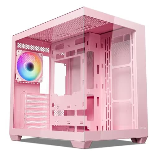 Vetroo AL900 ATX Mid Tower Pink with Tempered Glass Side Panel and USB 3.2 Gen 1 Type-A, USB 2.0 Type-A Front Panel image