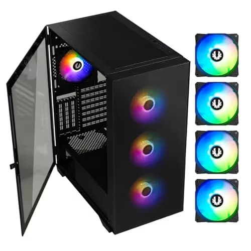 BitFenix FLOW ATX Mid Tower Black Tempered Glass Side Panel image