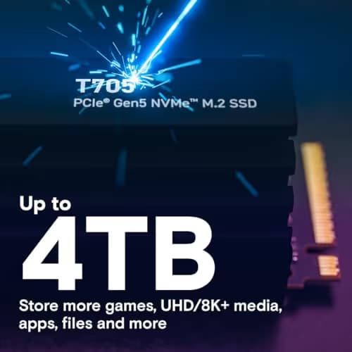 Crucial T705 1TB SSD M.2-2280 PCIe 5.0 NVMe W/Heatsink image