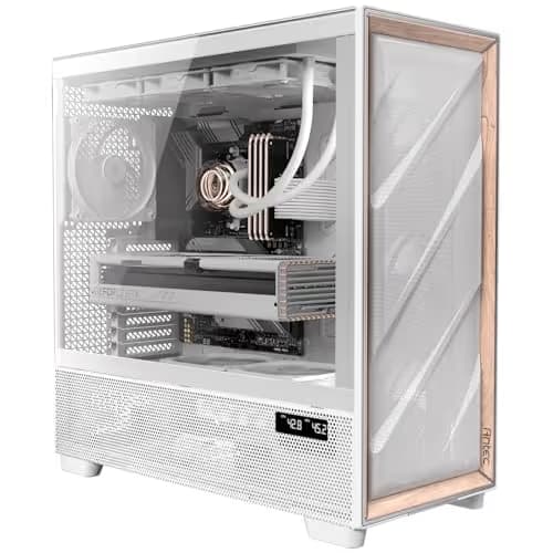 Antec FLUX PRO ATX Full Tower White / Brown Tempered Glass Side Panel image
