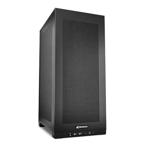 SHARKOON Rebel C20 Mini-ITX Desktop Black with Mesh Side Panel and USB 3.2 Gen 2 Type-C, USB 3.2 Gen 1 Type-A image