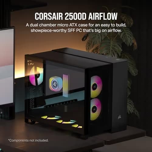 Corsair 2500D Airflow Micro ATX Mini Tower Black with Tempered Glass Side Panel image