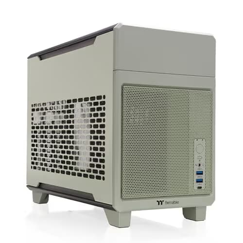 Thermaltake TR100 Mini-ITX Desktop Green / Black Mesh Side Panel image