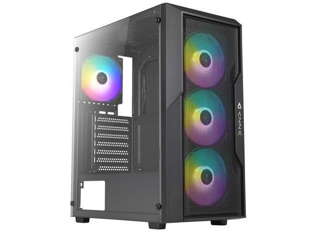 Azza Fighter ATX Mid Tower Black Tempered Glass Side Panel and USB 3.2 Gen 1 Type-A USB 2.0 Type-A image