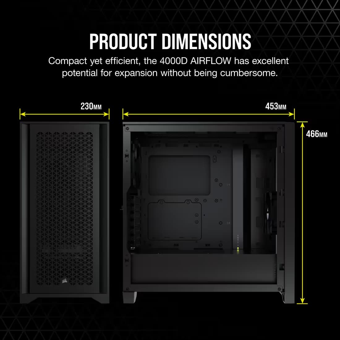 Corsair 4000D Airflow ATX Mid Tower Black Tempered Glass Side Panel, w/750 W Power Supply image