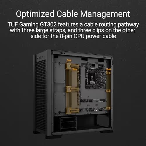 Asus TUF Gaming GT302 ARGB ATX Mid Tower White Tempered Glass Side Panel, ARGB image