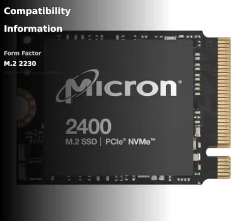 Micron 2400 512GB SSD M.2-2230 PCIe 4.0 X4 NVMe image