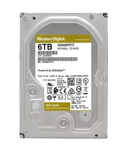 Western Digital Gold 6 TB 3.5" Internal HDD 7200RPM SATA 6.0 Gb/s image