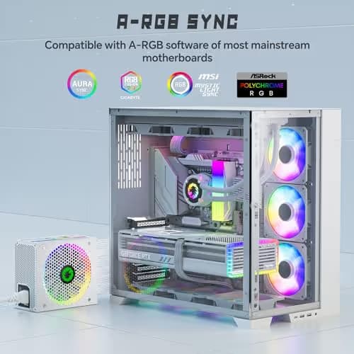 GameMax RGB Pro White 1050W Fully Modular 80+ Gold Certified image
