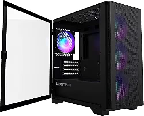 Montech AIR 100 ARGB MicroATX Mid Tower Black Tempered Glass Side Panel image