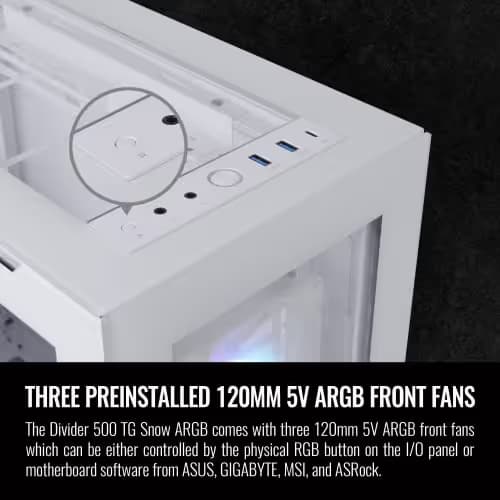 Thermaltake Divider 500 ATX Mid Tower Snow Tempered Glass ARGB image