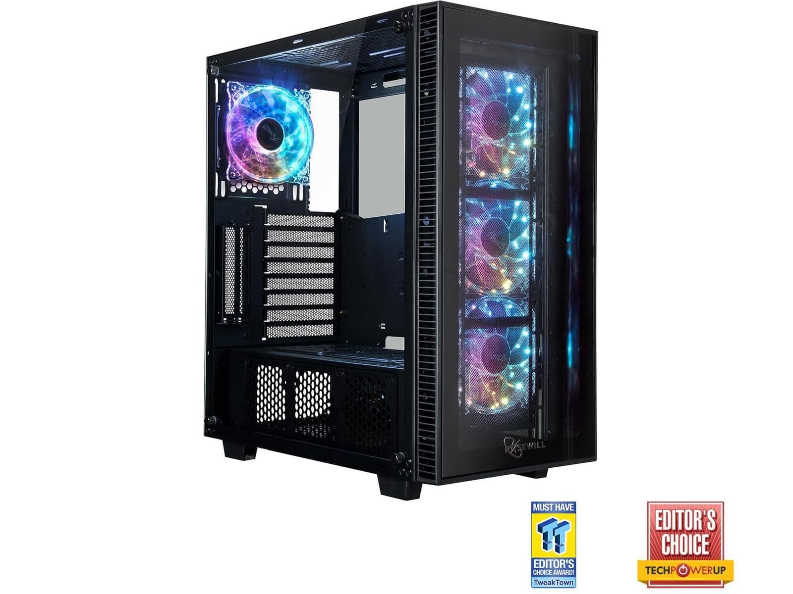 Rosewill CULLINAN MX ATX Mid Tower Black with Tempered Glass Side Panel and USB 3.2 Gen 1 Type-A, USB 2.0 Type-A Front Panel main image