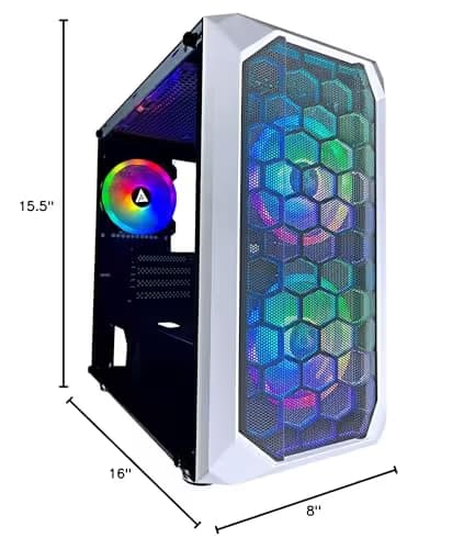 Apevia Prodigy Micro ATX Mini Tower White with Tempered Glass Side Panel and USB 3.2 Gen 1 Type-A USB 2.0 Type-A image
