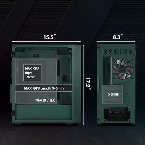 Vetroo M05 Micro ATX Mid Tower Green Tempered Glass image