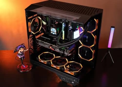 darkFlash DY470 ATX Mid Tower Black Tempered Glass, USB Type-C and Type-A (1 PWM ARGB Fans) image