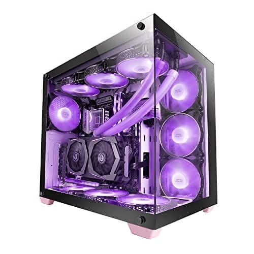 Mars Gaming MCV4 ATX Mid Tower Pink / Black with Tempered Glass Side Panel and USB 3.2 Gen 1 Type-A USB 2.0 Type-A image