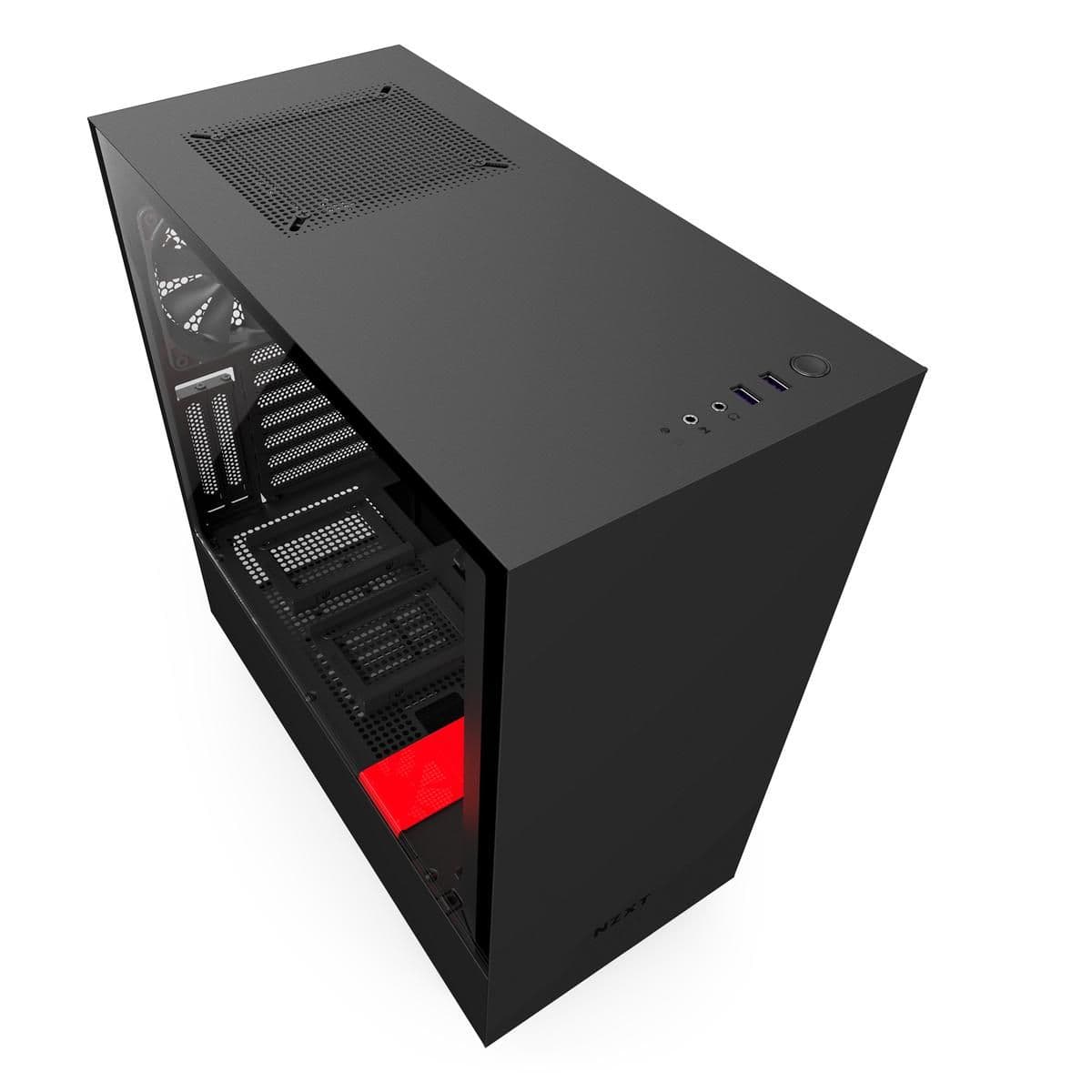NZXT H500i ATX Mid Tower Black / Red Tempered Glass Side Panel, USB 3.2 Gen 1 Type-A main image
