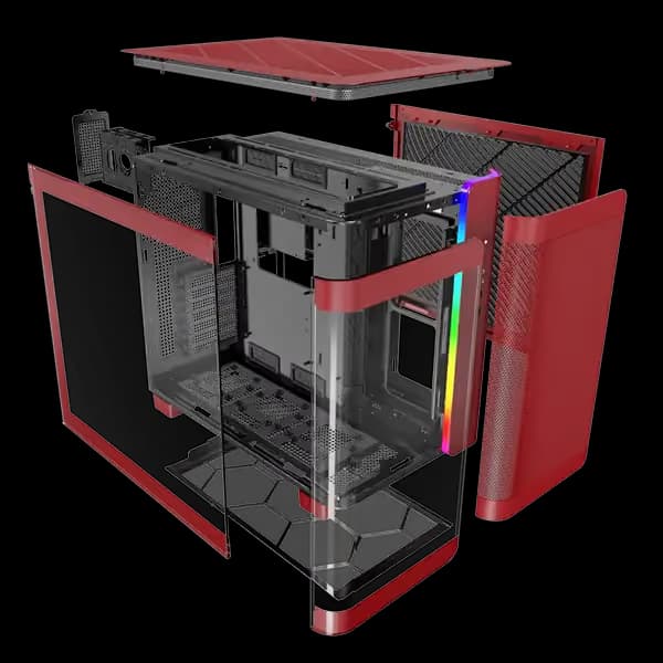 Montech KING 95 ATX Mid Tower Red Tempered Glass Side Panel image