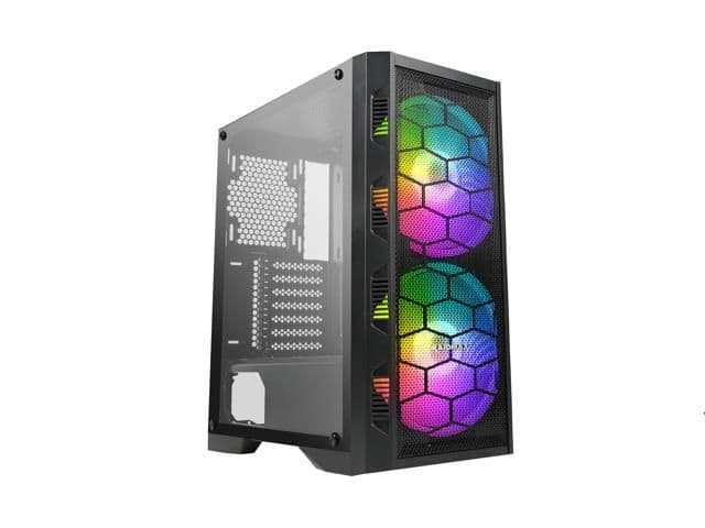 Raidmax X616 ATX Mid Tower Black Tempered Glass Side Panel, USB 3.2 Gen 1 Type-A USB 2.0 Type-A image