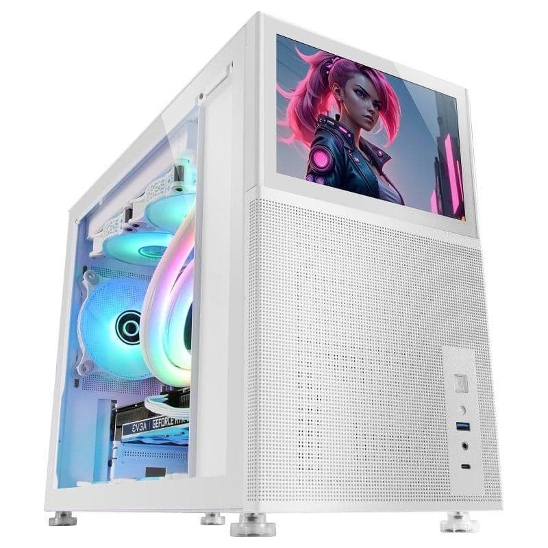 Mars Gaming MC-LCD Micro ATX Mini Tower White Tempered Glass main image