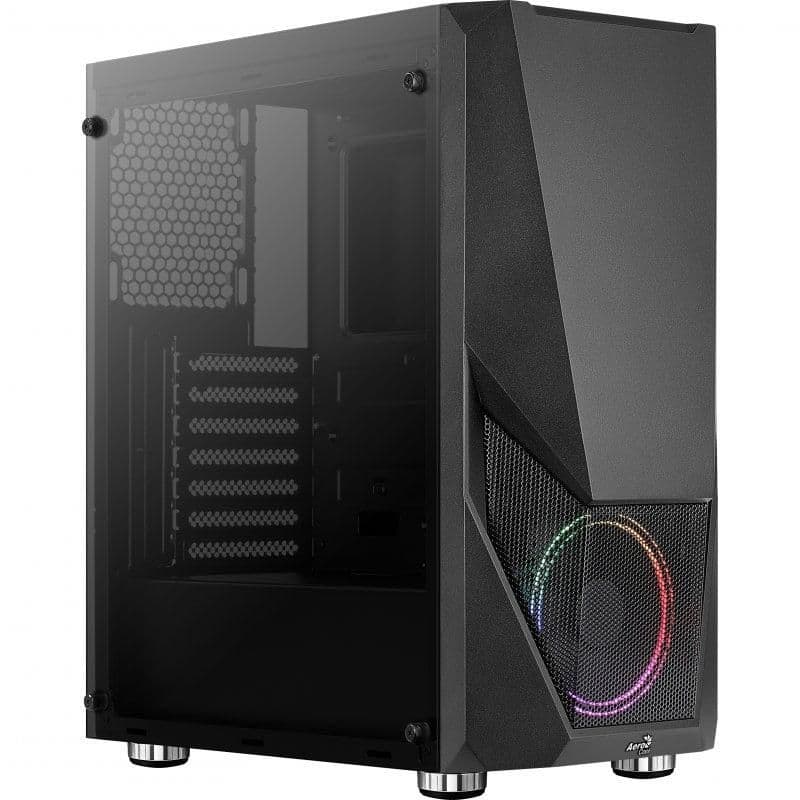 Aerocool Zauron V1 ATX Mid Tower Black with Tempered Glass Side Panel and USB 3.2 Gen 1 Type-A Front Panel image