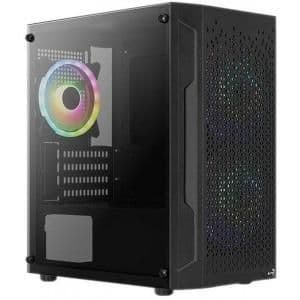 Aerocool Trinity Mini V3 Micro ATX Mini Tower Black with Tempered Glass Side Panel and USB 3.2 Gen 1 Type-A USB 2.0 Type-A image