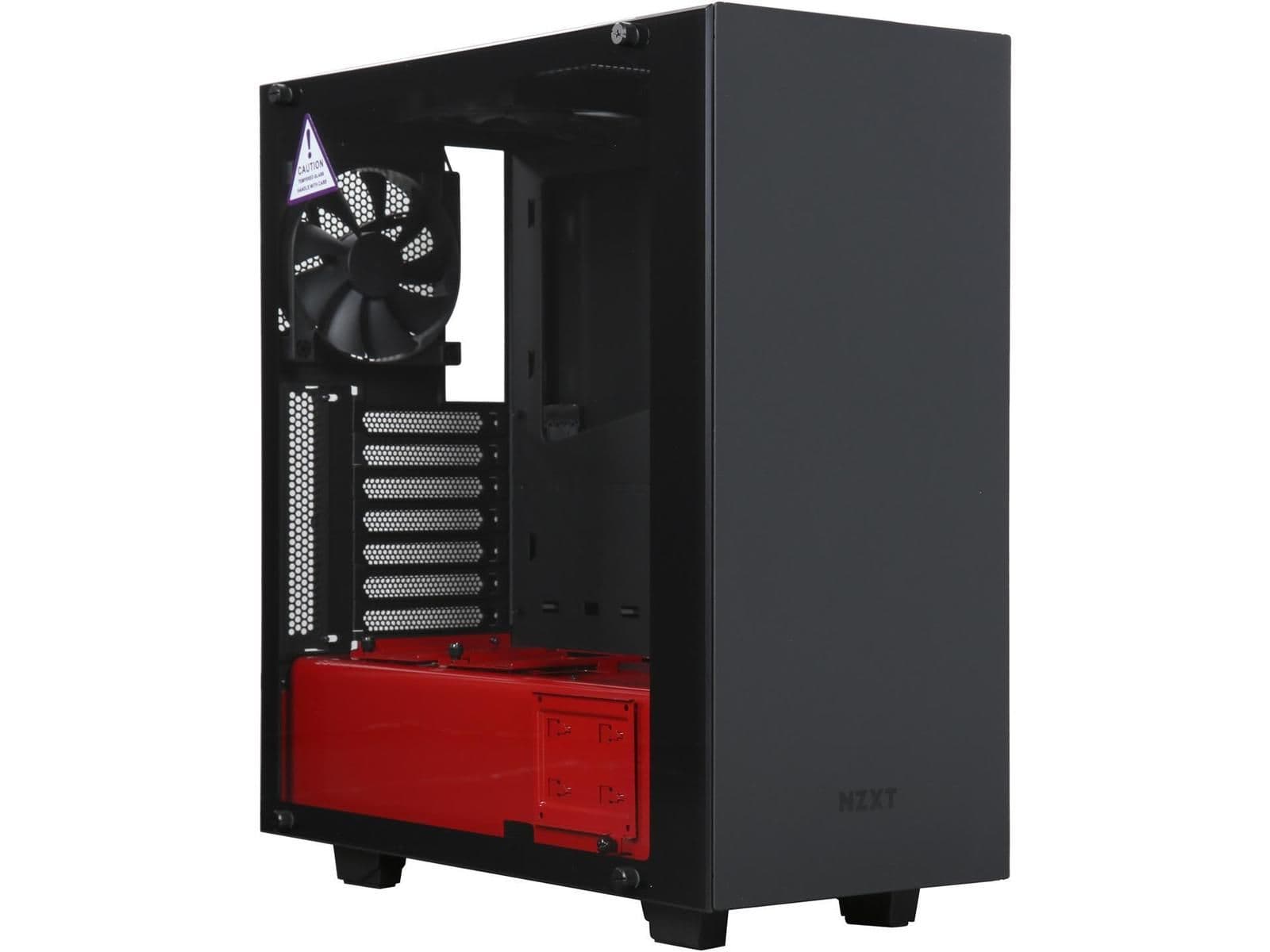 NZXT S340 Elite ATX Mid Tower Black / Red Tempered Glass Side Panel, USB 3.2 Gen 1 Type-A, USB 2.0 Type-A image