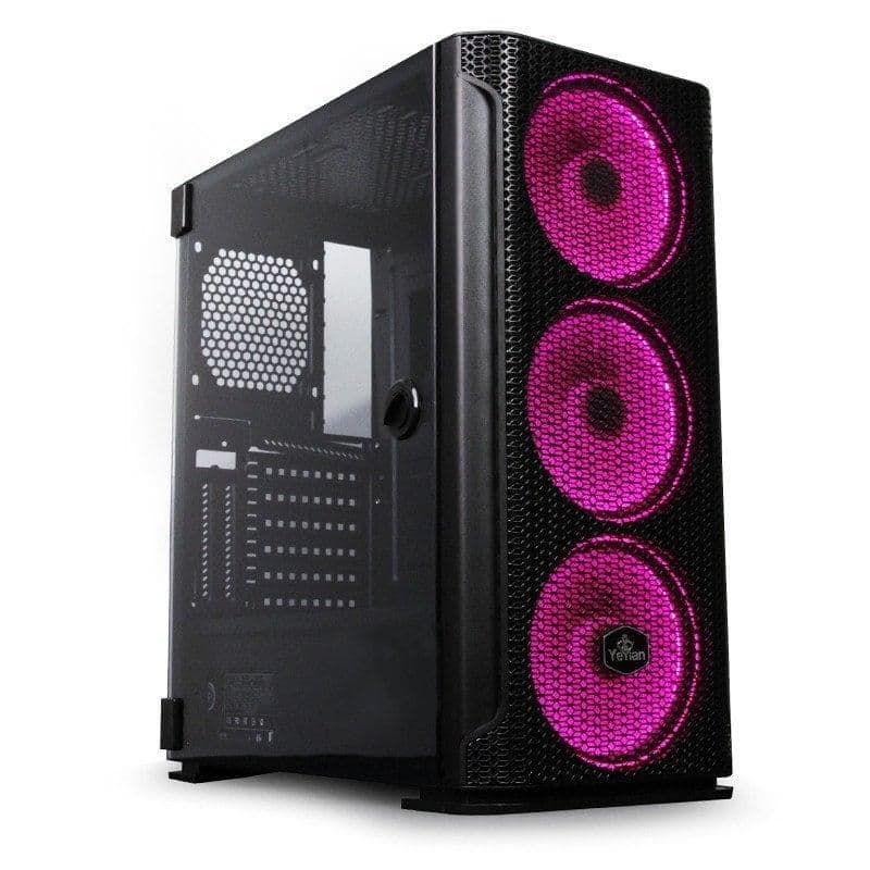 YEYIAN Hollow 2500 ATX Mid Tower Black with Tempered Glass Side Panel and USB 3.2 Gen 1 Type-A Front Panel main image