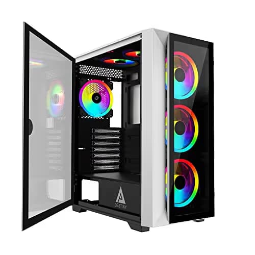 Apevia Destiny Pro ATX Mid Tower White / Black with Tempered Glass Side Panel and USB 3.2 Gen 1 Type-A main image