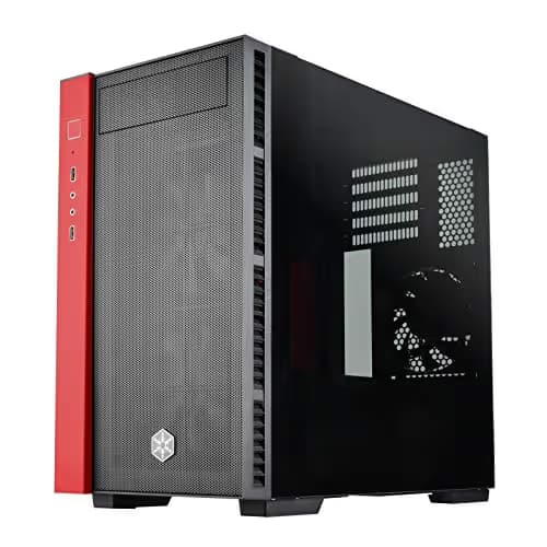Silverstone RL08BR-RGB Black / Red Micro ATX Mini Tower Tempered Glass Side Panel image