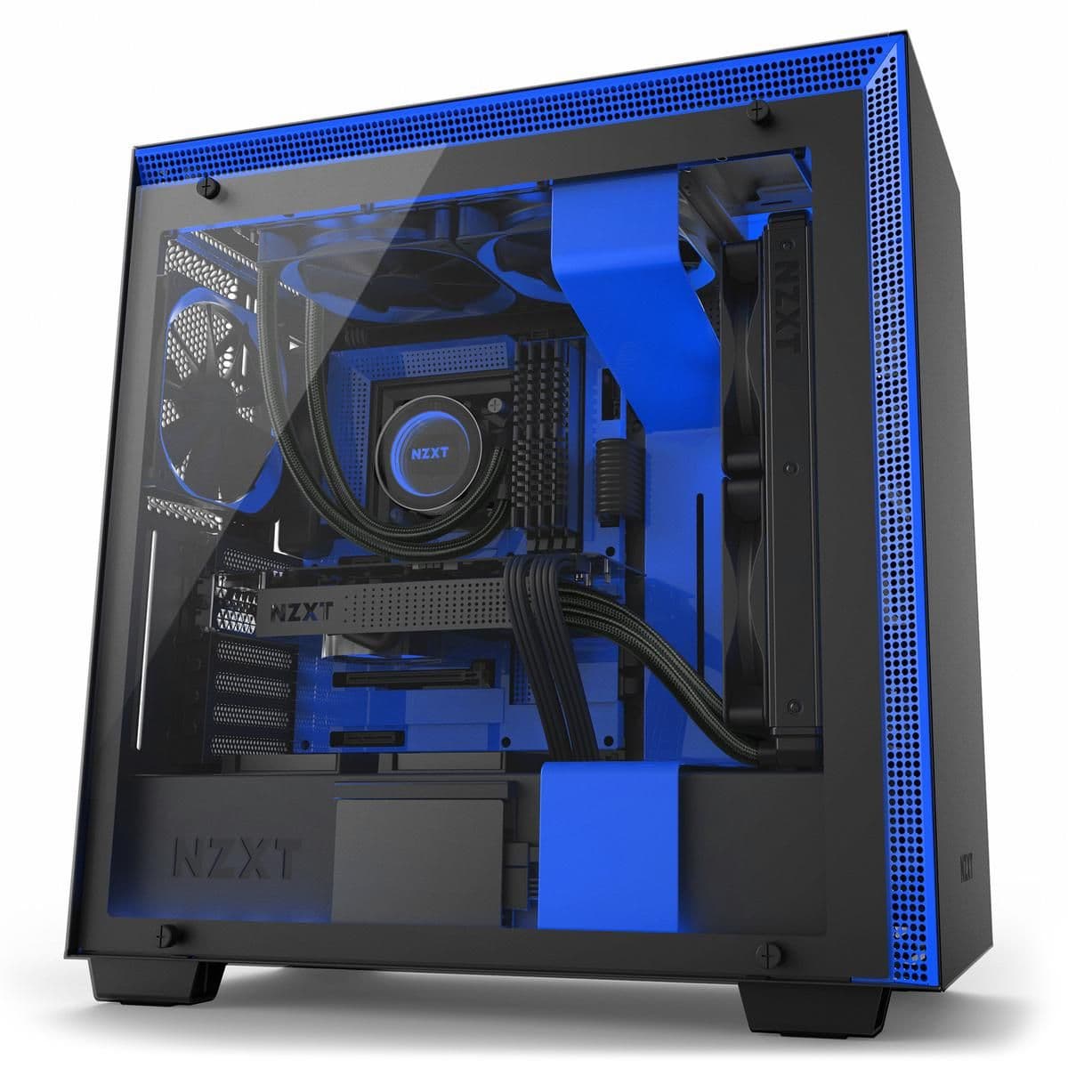 NZXT H700i ATX Mid Tower Black / Blue Tempered Glass Side Panel main image