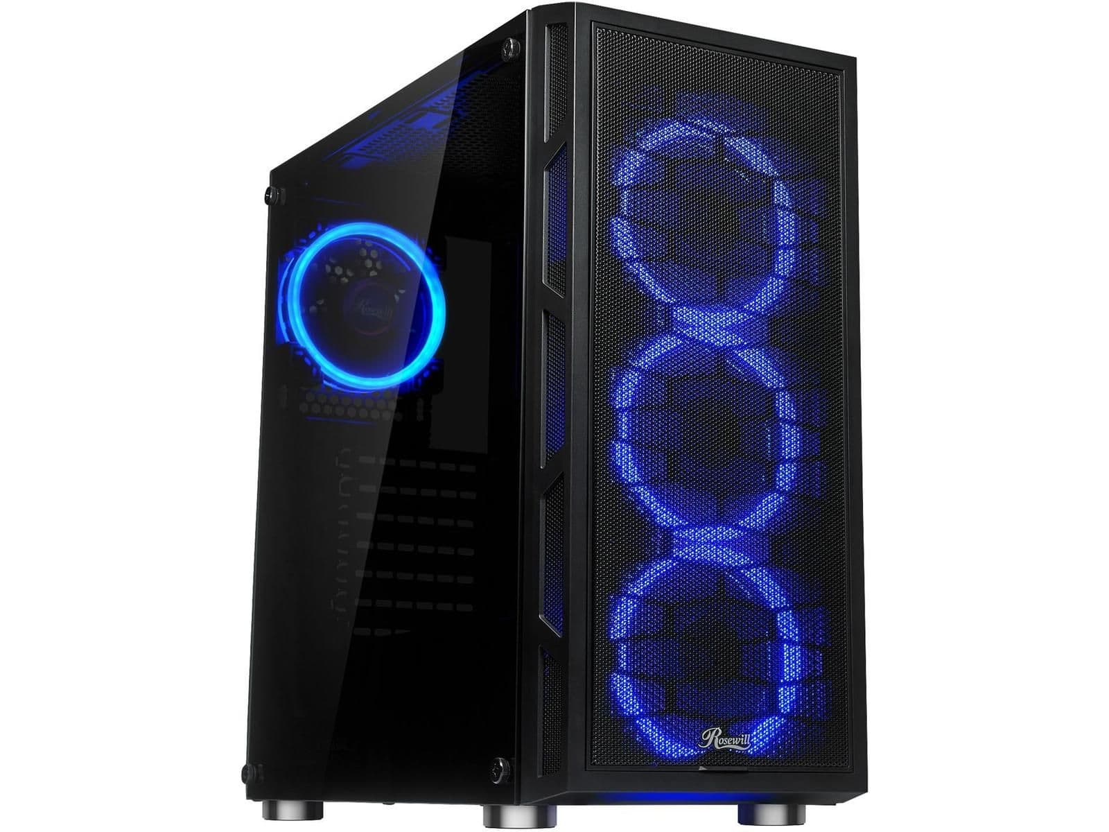 Rosewill SPECTRA C100 ATX Mid Tower Black with Tempered Glass Side Panel and USB 3.2 Gen 1 Type-A, USB 2.0 Type-A Front Panel image