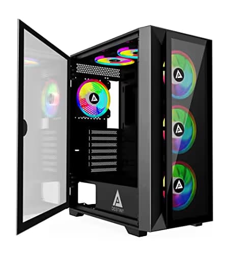 Apevia Destiny Pro ATX Mid Tower Black with Tempered Glass Side Panel and USB 3.2 Gen 1 Type-A image