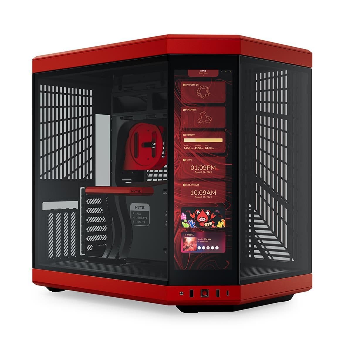 HYTE Y70 Touch ATX Mid Tower Black / Red Tempered Glass Side Panel main image